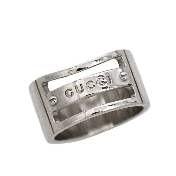 Gucci Logo Ring Silver Ring Size 19